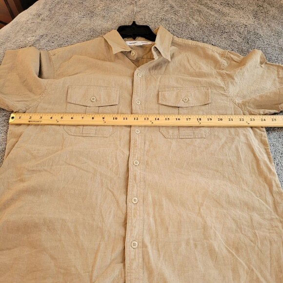 OLd Navy Mens Shirt Size XL Khaki Button Up Linen Blend Relaxed Fit Beach 17421 - Picture 6 of 10